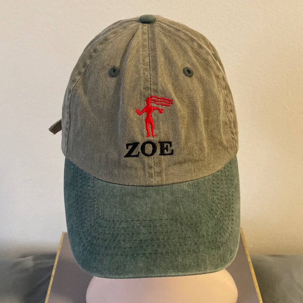 ZOE Cap Olive Green Embroidered Red Graphic Streetwear Fun Adjustable